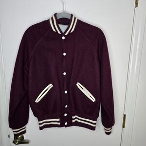 Men's Vintage Speedline Burgundy Bomber/Varsity Jacket Medium